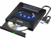 Unitek DVD přehrávač Unitek Externí DVD/CD rekordér, 5Gbps USB Hub, čtečka SD karet
