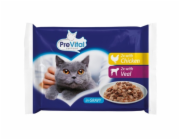 PREVITAL Chicken and veal in gravy - mokré krmivo pro kočky - 4 x 100g