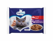 PREVITAL Beef and turkey in gravy - mokré krmivo pro kočky - 4 x 100g