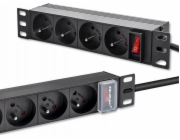 Qoltec PDU napájecí lišta pro 10" RACK | 1U | 16A | 4xfrancouzská | 1,8m