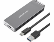 Qoltec  Mini pouzdro pro M.2 SSD disk | NVMe | PCIe | USB 3.1 | Super rychlost 10 Gb/s | 2TB | Stříbro