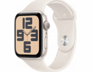 Apple Watch SE GPS, hliníkové pouzdro Moonlight 44 mm se sportovním páskem Moonlight - velikost M/L