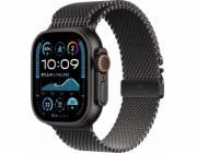 Apple Watch Ultra 2 GPS + Cellular, 49mm černé titanové pouzdro s černým titanovým milánským M náramkem