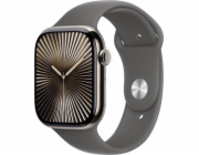 Apple Watch Series 10 GPS + Cellular, 46mm přírodní titanové pouzdro se sportovním páskem Mountain Grey – velikost S/M