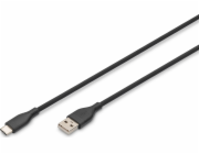 Digitus Silikonový napájecí kabel USB-A – USB-C, USB 2.0 60W, 0,5m černý