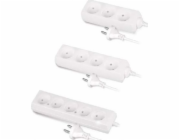 AWTools domácí prodlužovací kabel bílý bez uzemnění 4 zásuvky 1,5m (AW24605)