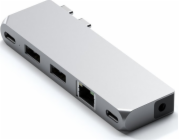 Satechi USB HUB adaptér Satechi Pro Hub mini s duálním USB-C pro Apple MacBook (2xUSB-C, 2x USB-A, Ethernet, jack port) (stříbrný)