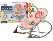 LeanToys Houpací křeslo Baby Bouncer Vibration Sound Rocker Pink Lion