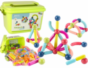 Vzdělávací krabice LeanToys Magnetické stavebnice 145 kusů