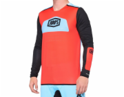 100% Pánské tričko 100% R-CORE X Jersey dlouhý rukáv fluo červená černá vel. L (NOVÉ)