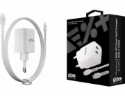 NEXT ONE Nabíječka NEXT ONE Rychlá 35W GaN 2xUSB-C nástěnná nabíječka s USB-C kabelem Bílá