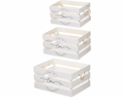 Giftdecor Dřevěné krabičky bílé s uchy LOVE, 3 kusy