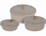 Dekorativní úložné koše kolekce Home Styling, jutové víko, 3 balení