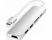 Satechi 6-v-1 USB-C tenký víceportový adaptér – hliníkový adaptér pro mobilní zařízení USB-C (USB-C, 2x USB-A, 4K HDMI, čtečka karet Micro/SD) (černá)