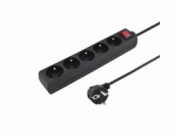 Konnoc DX-5FS 3m pětizásuvka s vypínačem ČERNÁ