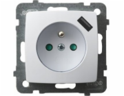 Ospel Jednoduchá zásuvka Ospel Karo GP-1SZPUSB 2.1A/m/00 s uzemněním a krytkami s USB nabíječkou 2.1A bílá
