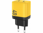 WEKOME 2x USB-C super rychlá nabíječka GaN 40W žlutá