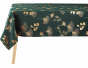 Douceur d`Interieur Obdélníkový ubrus pro interiérový design BLOOMY, lahvově zelená, zlatý ginkgo biloba