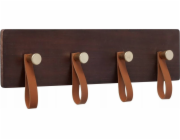 Boltze Nástěnný věšák na oblečení SKADO, borovicové dřevo s koženými úchyty, 40 x 13 cm