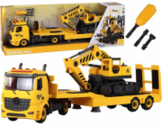 LeanToys Skládací odtahovka s pásovým bagrem, zvukové světlo, DIY, žlutá