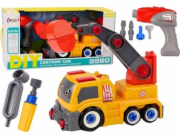 LeanToys Nákladní vůz s jeřábem Kreslený k demontáži DIY Orange