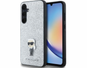 Karl Lagerfeld Pouzdro Karl Lagerfeld KLHCSA35GCNPSG pro Samsung Galaxy A35 s pevným třpytem a logem Choupette, kovový odznak, stříbrná/stříbrná