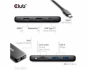 Club3D Dokovací stanice USB-C 8v1, 1xHDMI, 1xDP, 1xUSB-C, 2xUSB, 1xRJ45, černá