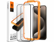 Spigen Spigen Glass tR AlignMaster 2 kusy, FC Black - iPhone 15 Pro Max