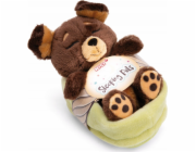 NICI NICI 49748 Hnědý maskot pes 12 cm spící v košíku, zelený ZELENÝ