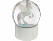 Atmosphera Třpytivá sněhová koule, bílý jednorožec, O 10 cm