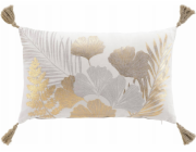 Douceur d`Interieur Dekorativní polštář Dlouhý dekorační polštář s třásněmi, zlaté lístky, 30 x 50 cm