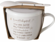 Boltze Porcelánový hrnek s víčkem a lžičkou, PEKAŘSKÝ, 600 ml