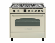 Sporák Vestfrost, VC-993wnPBG, plynový, retro, 9 pečících programů, 5 hořáků, objem 105 L, max. 3200 W