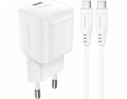 Acefast Nabíječka A77 Mini PD 30W GaN nástěnná nabíječka + kabel USB-C - bílá