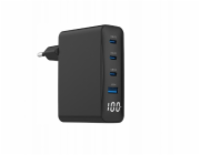Gembird Univerzální nabíječka 100W GaN 1xUSB-A 3xUSB-C rychlé nabíjení LCD černá