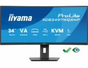 iiyama ProLite XCB3497WQSNP-B1 - LED monitor - zakřivená - 34" - 3440 x 1440 UWQHD @ 120 Hz - VA - 350 cd/m2 - 3000:1 - 0.4 ms - HDMI, DisplayPort, USB-C - reproduktory - matná čerň