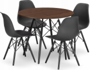 Leobert Sada kulatého stolu TODI 80 z jasanu + 4 černé židle OSAKA