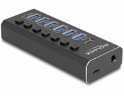 Delock 7portový USB Hub se 4 porty 10 Gbps a 4 Schnellladeporty 5 Gbps s Schalter a Beleuchtung