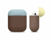Elago Airpods Silicone Duo Case - Dark Brown/Blue,Yellow