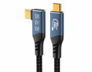 PREMIUMCORD Kabel USB4™ Version2.0 80Gbps 16K@60Hz 240W Thunderbolt 3 a 4 kabel zahnutý 1,2m