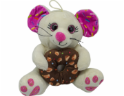Myš s donutem bílá 20 cm