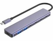 PLATINET HUB 7IN1 10GBS USB-C TO 4X USB-C 3.2 GEN2 + 2X USB-A 3.2 GEN1 + 1X USB-C PD 100W ALU