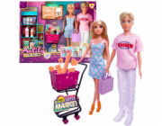 Set panenek v supermarketu s nákupním vozíkem