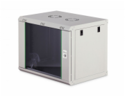 Digitus Dynamická 19" 9U nástěnná síťová rozvaděčová skříň 474x600x450mm, skleněné dveře, šedá, nesestavená, 60kg