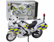 LeanToys Policejní motocykl Kovová světla Zvuky Bílá 1:12