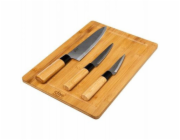 5five Sada BLACK BAMBOU: bambusové prkénko a 3 nože z nerezové oceli