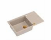 GraniteQ Dřez EVAN 136 XL se sifonem Push to Open, 1 dřez, s/bez (860x500x210; com. 420x490) perleťově béžových / měděných prvků