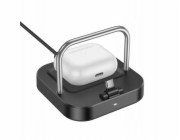 Hoco Stolní nabíječka 2 v 1 s konektorem C + bezdrátové nabíjení 5W PD QC 3A 30W CQ16B černá