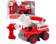 LeanToys Hasičský vůz s otočným ramenem, dálkové ovládání, šroubovák 2 v 1, LEAN Toys