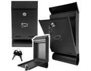 Lean Poštovní schránka na dopisy a noviny, černá pozinkovaná ocel, 32,5x22,5x9,5 cm